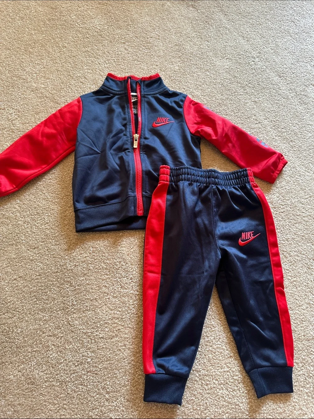 Nike Navy and Red Kids' Track Jacket & Joggers Set